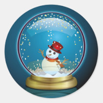 art, design, xmas, star, snow-globe, pop, cute, funny, blue, snowmen, gold, decoration, christmas, snow globe, illustration, winter, snowman, Sticker with custom graphic design