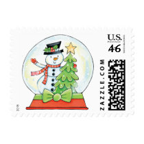 Snow Globe Christmas Postage Stamps by golden_oldies Snow Globe Christmas Postage Stamps