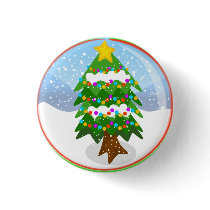 Snow Globe Christmas Tree Button