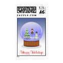 Snow Globe Happy Holidays postage