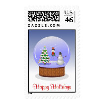 Snow Globe Happy Holidays postage