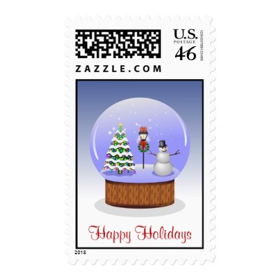 Snow Globe Happy Holidays Stamps by AuntBetsy