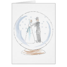 Snow Globe Wedding Couple Greeting Card