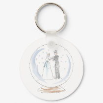 Snow Globe Wedding Couple keychains