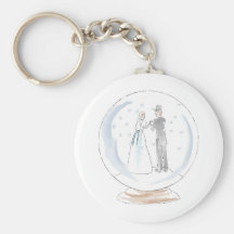Snow Globe Wedding Couple Keychain