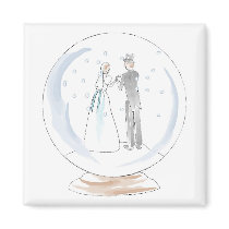 Snow Globe Wedding Couple magnets by White_Wedding Snow Globe Wedding Couple magnets