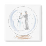 Snow Globe Wedding Couple Refrigerator Magnets