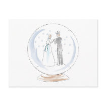 Snow Globe Wedding Couple postcards