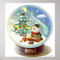 Snow globe with snowman and Christmas tree