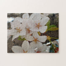 Snow Goose Ornamental Japanese Cherry Jigsaw Puzzle
