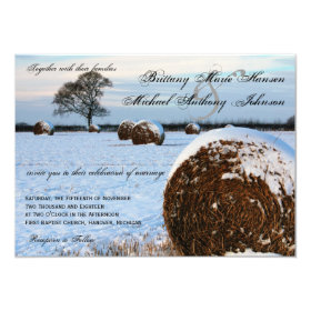 Snow Hay Field Winter Wedding Invitations