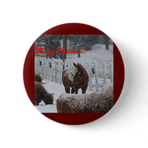 Snow horse, Merry Christmas! buttons