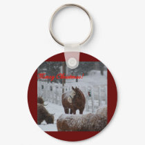 Snow horse, Merry Christmas! keychains