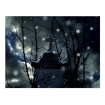 Snow in the cemetery post card