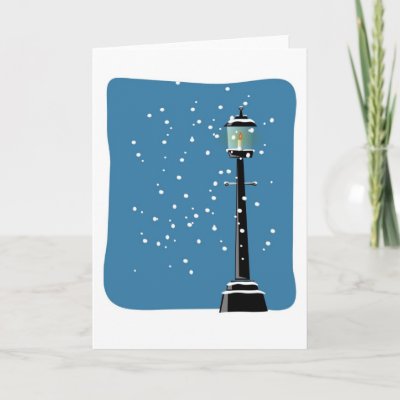 Snow in the Lamplight Greeting Cards