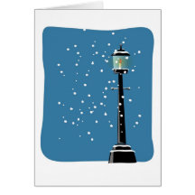 Snow in the Lamplight Greeting Cards
