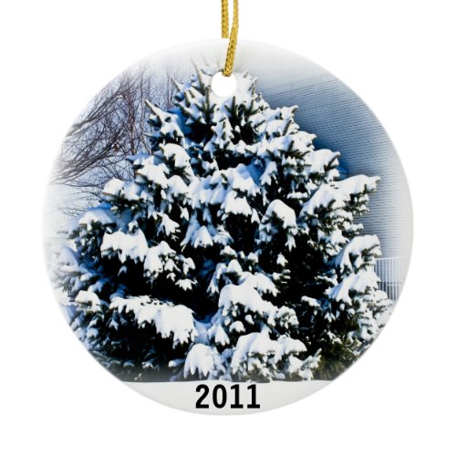 Snow Laden Evergreen 2011 Ornament ornament