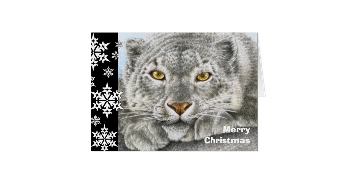 Snow Leopard Christmas Card | Zazzle