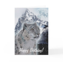 Snow Leopard Endangered Species Birthday Card