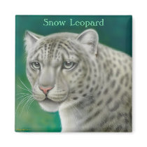 Snow Leopard Magnet by twopurringcats Snow Leopard Magnet