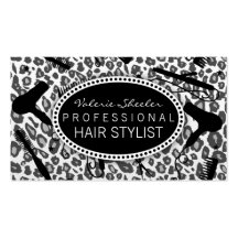 Snow Leopard Print Hair Salon Tools (Custom) Business Card Templates