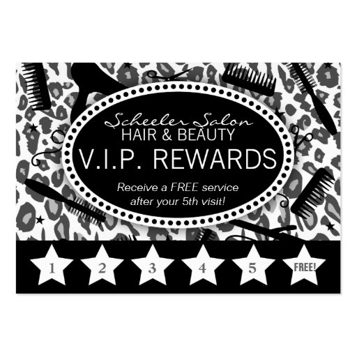 Snow Leopard Print Salon Loyalty Rewards Card Business Card (front side)