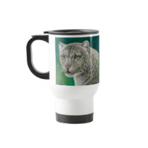 Snow Leopard Travel Mug by twopurringcats Snow Leopard Travel Mug