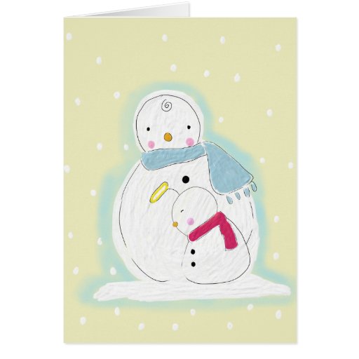 Snow Mama Hugs Angel Snow Baby Blank Greeting Card