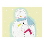 snow mama hugs her snow baby angel postcard