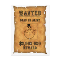 snow man wanted ad post cards