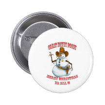 snow man western cowboy sherriff button