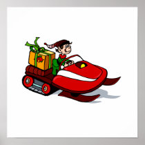 Snow Mobile Elf Print