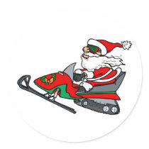 Snow Mobile Santa stickers