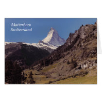 Snow on Matterhorn Blue Sky Alpine Forest Card at Zazzle