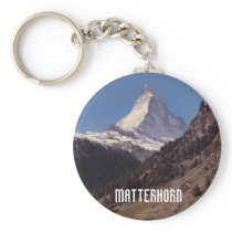 Snow on Matterhorn Blue Sky Alpine Forest Keyring Keychains
