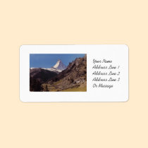 Snow on Matterhorn Blue Sky Alpine Forest Labels