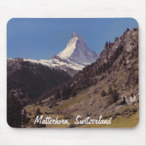 Snow on Matterhorn Blue Sky Alpine Forest Mousepad