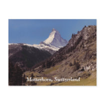 Snow on Matterhorn Blue Sky Alpine Forest Postcard