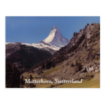 Snow on Matterhorn Blue Sky Alpine Forest Postcard at Zazzle