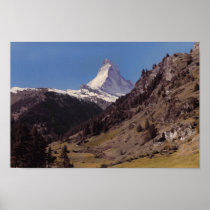 Snow on Matterhorn Blue Sky Alpine Forest Poster at Zazzle