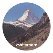 Snow on Matterhorn Blue Sky Alpine Forest Sticker