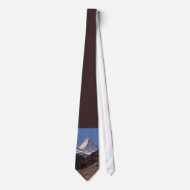 Snow on Matterhorn Blue Sky Alpine Forest Tie