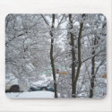 Snow on trees mousepads