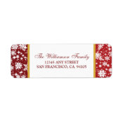 Snow Ornaments Holiday Address Labels (red) label