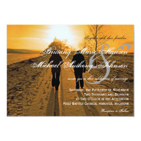 Snow Path Sunset Winter Wedding Invitations 4.5
