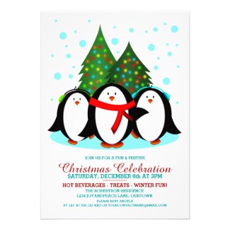 Snow Penguins Christmas Party Announcement