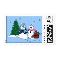 Snow people postage