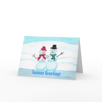 Snow People, Seasons Greetings card by Cherylsart