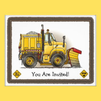 Snow Plow Construction Kids Party Invitation invitations