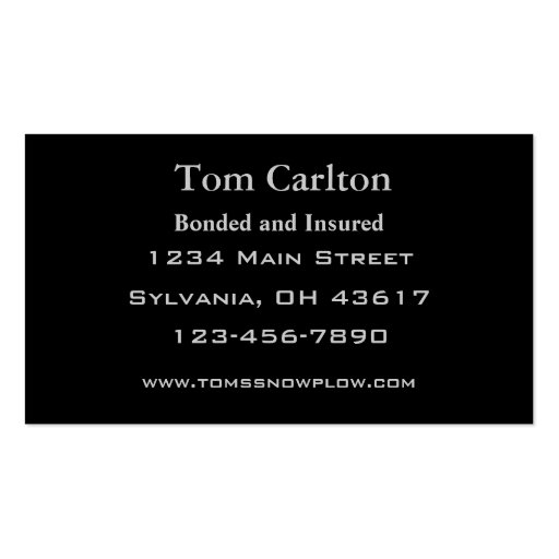 Snow Plow Truck Service Business Card Template (back side)